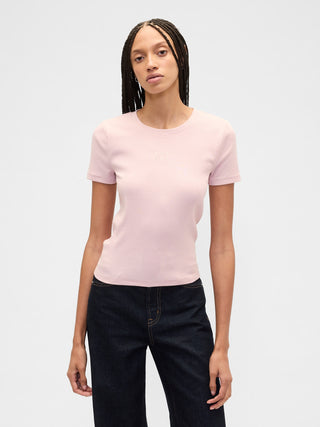 Camiseta Manga Corta Acanalada con Logo