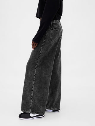 Jeans Holgados Talle Medio con Bolsillos