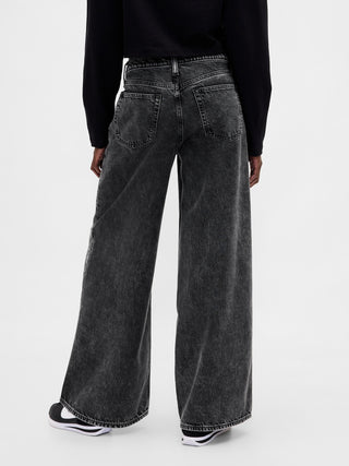 Jeans Holgados Talle Medio con Bolsillos