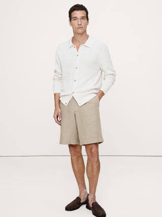 Short Talle Medio con Cintura Elástica de Lino
