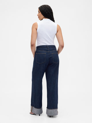 Jeans anchos de talle alto.