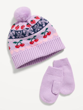 Set de 2 Piezas Gorro y Guantes con Estampado, Bebé