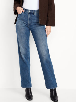 Jeans Rectos Talle Alto con Bolsillos