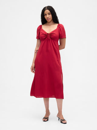 Vestido Midi con Mangas Abullonadas