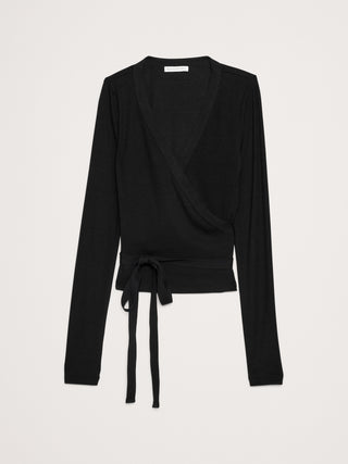 Blusa Cruzada con Tejido Acanalado