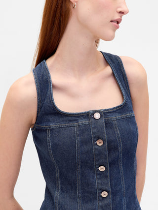 Vestido Denim con Detalle Botones Frontales