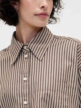Camisa Oversize con Estampado Rayas