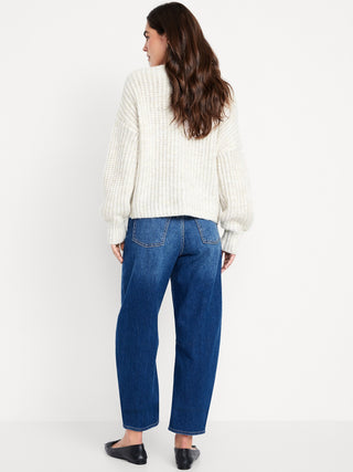 Jeans Barrel Talle Alto con Bolsillos