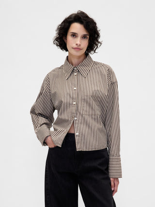Camisa Oversize con Estampado Rayas