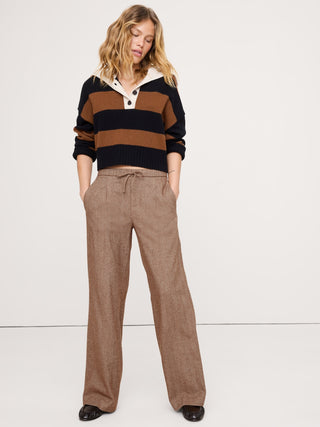 Pantalón Ancho Talle Alto con Cintura Elástica