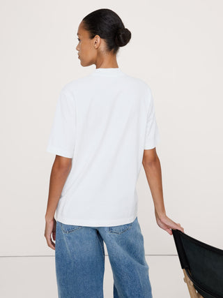 Camiseta Manga Corta Cuello Alto de Algodón