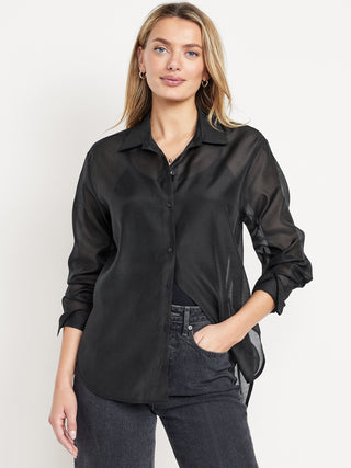 Camisa Manga Larga Semitransparente