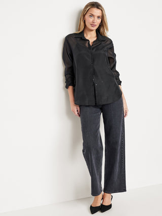 Camisa Manga Larga Semitransparente