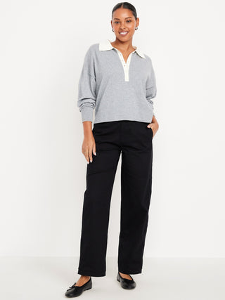 Pantalón Recto Talle Alto con Bolsillos