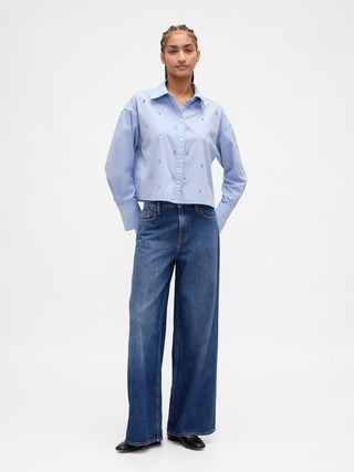 Camisa Manga Larga con Detalle Pedrería