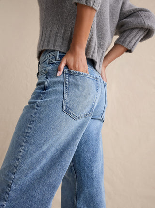 Jeans Holgados Talle Medio con Bolsillos