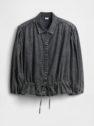 Camisa Denim Manga Larga con Cintura Anudada