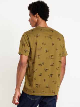 Camiseta Manga Corta de Algodón con Estampado