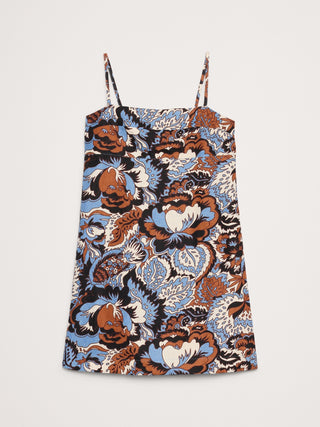 Vestido de Tirantes con Estampado de Lino