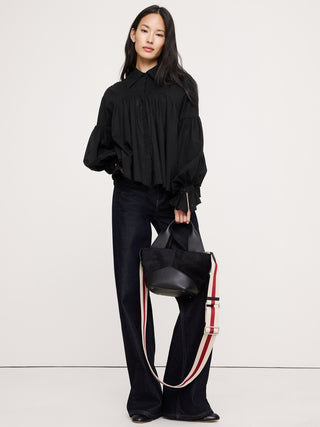 Camisa con Mangas Abullonadas de Algodón