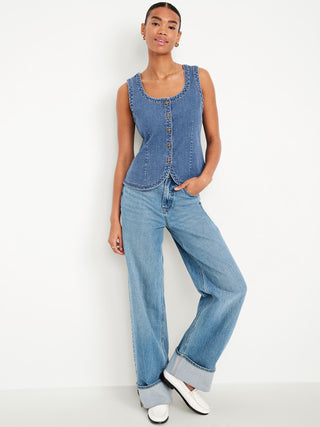 Chaleco Denim con Detalle Botones