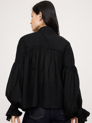 Camisa con Mangas Abullonadas de Algodón