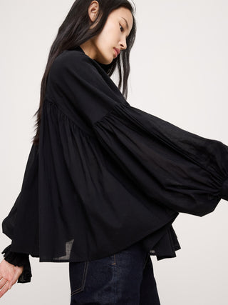 Camisa con Mangas Abullonadas de Algodón