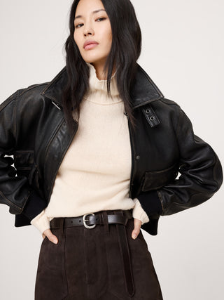 Cinturón con Hebilla Métalica de Cuero, Mujer