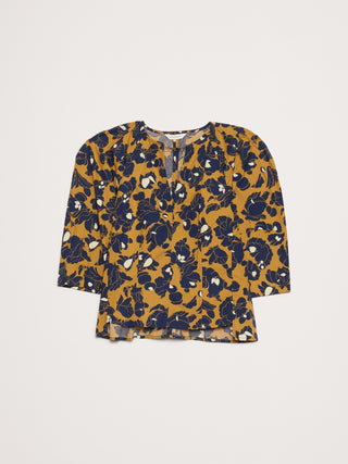 Camisa Cuello V Manga Larga de Algodón