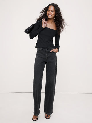 Camiseta Manga Larga con Cuello Cuadrado