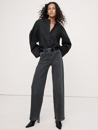 Camisa Manga Larga con Cuello Mao de Algodón