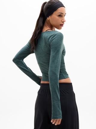 Camiseta Deportiva Manga Larga Efecto Jaspeado