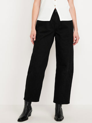 High-Waisted Baggy Barrel Ankle Jeans.