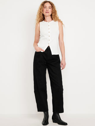 High-Waisted Baggy Barrel Ankle Jeans.