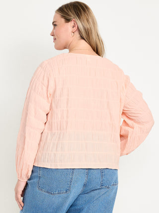 Blusa Manga Larga con Detale Fruncido