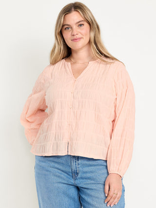 Blusa Manga Larga con Detale Fruncido