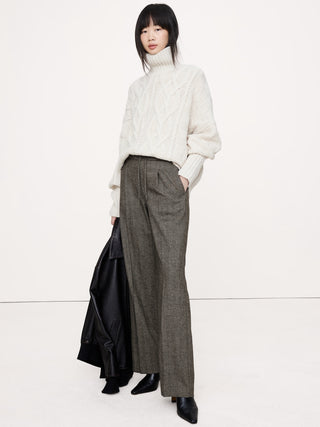 Pantalón Ancho Talle Alto con Cintura Elástica