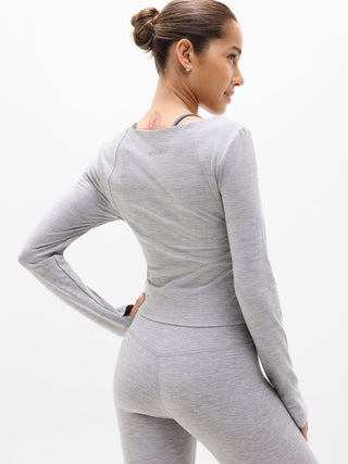 Camiseta Deportiva Manga Larga Efecto Jaspeado