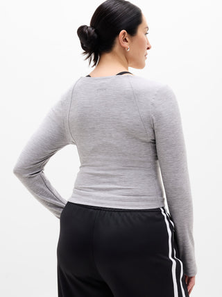 Camiseta Deportiva Manga Larga Efecto Jaspeado