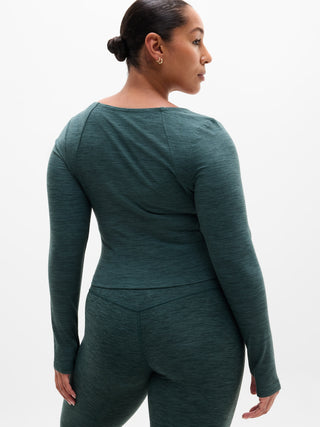 Camiseta Deportiva Manga Larga Efecto Jaspeado