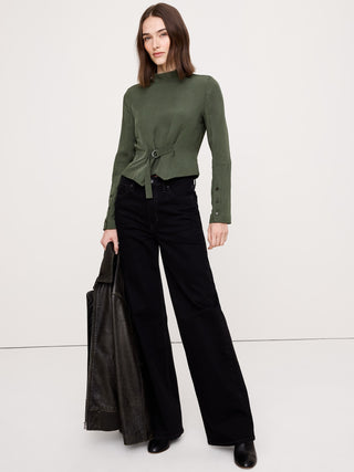 Blusa Manga Larga con Detalle Drapeado