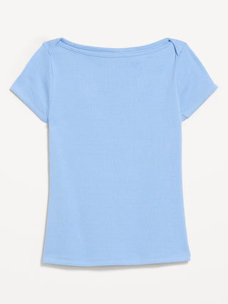 Camiseta Ajustada con Cuello Barco