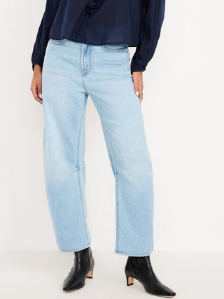 Jeans de tiro alto Wow Barrel con dobladillo al tobillo.
