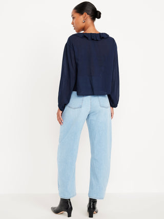 Jeans de tiro alto Wow Barrel con dobladillo al tobillo.