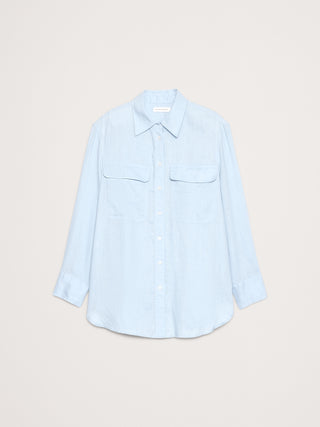 Camisa Manga Larga con Bolsillos de Lino