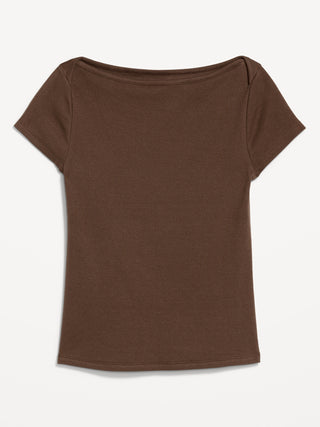 Fitted Boat Neck T-Shirt