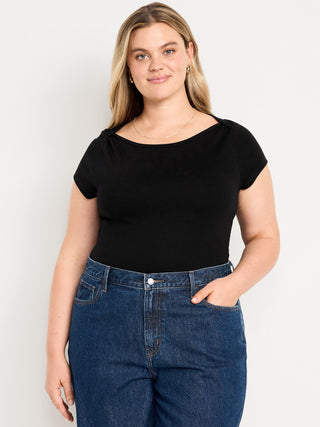 Camiseta Ajustada con Cuello Barco