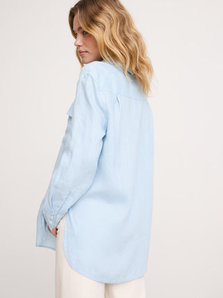 Camisa Manga Larga con Bolsillos de Lino