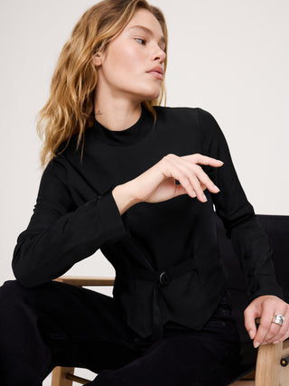 Blusa Manga Larga con Detalle Drapeado