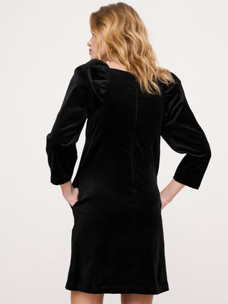 Vestido con Mangas Abullonadas de Terciopelo